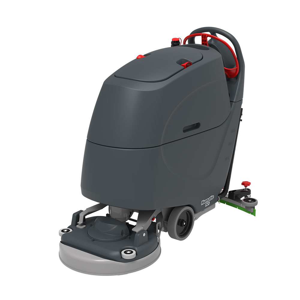 The TBL6055 walk-behind scrubber dryer floor cleaner using the NX1K battery power